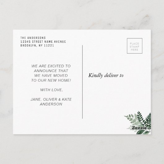 トレンディーレタリング新しいホームの移動告知 ポストカード (裏面)