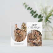 トレンディーレタリング2枚の写真クリスマスホリデー ポストカード (スタンド正面)
