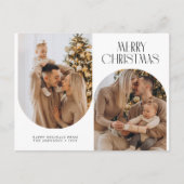 トレンディーレタリング2枚の写真クリスマスホリデー ポストカード (正面)