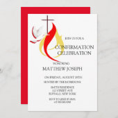 トレンディーレッドイエロー鳩の火災確認 招待状 (正面/裏面)