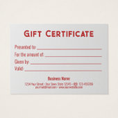 トレンディーレッドギフト弓サテンリボンホワイトギフトカード (裏面)