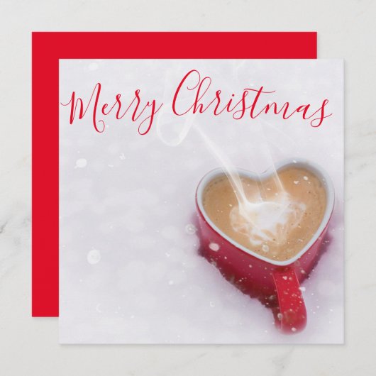 トレンディーレッドグッドモーニングメリークリスマスフラット シーズンカード (正面/裏面)
