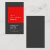 トレンディーレッドグレーストライプコンサルタント名刺 名刺 (正面/裏面)