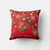 トレンディーレッドゴールデンクリスマスオーナメント雪片 クッション (裏面)