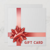 トレンディーレッドサテンリボンギフトボウホワイトギフトカード (正面/裏面)