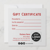 トレンディーレッドサテンリボンギフトボウホワイトギフトカード (裏面)