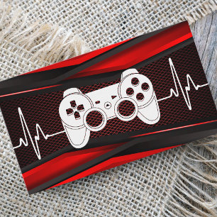 トレンディーレッドジョイパハートビートゲームデテスターゲーマーおもしろい 名刺