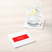 トレンディーレッドスタイリッシュホワシンプルイトの名前 スクエアペーパーコースター (インサイチュ)