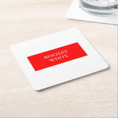 トレンディーレッドスタイリッシュホワシンプルイトの名前 スクエアペーパーコースター (アングル)
