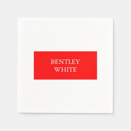 トレンディーレッドスタイリッシュホワシンプルイトの名前 スタンダードカクテルナプキン (正面)