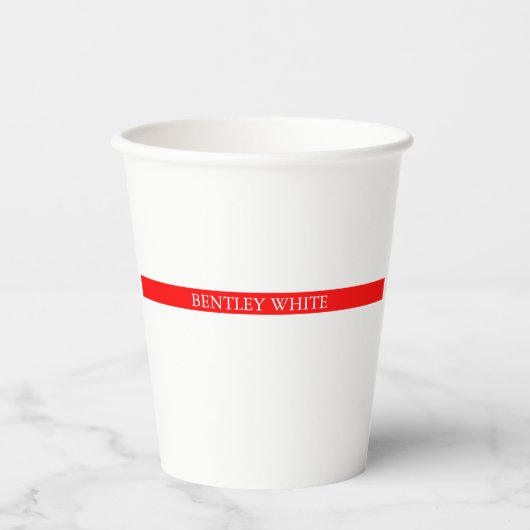 トレンディーレッドスタイリッシュホワシンプルイトの名前 紙コップ (正面)