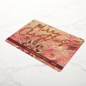 トレンディーレッドピンク抽象芸術スノーフレークフローラアート金ゴールド 箔シーズンカード (回転した状態)