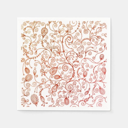 トレンディーレッドフローラナプキンス スタンダードカクテルナプキン (正面)