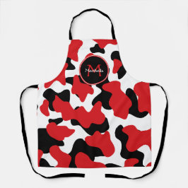 トレンディーレッドブラックカウズプリント パーソナライズされた エプロン
