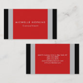 トレンディーレッドブラックグレーストライププロフェッショナルシック 名刺 (正面/裏面)
