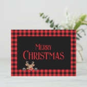 トレンディーレッドブラックバッファローかわいいトナカイで支払い シーズンカード (スタンド正面)