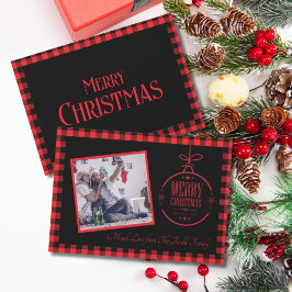 トレンディーレッドブラックバッファロー家族写真で支払い シーズンカード