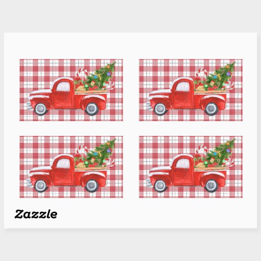 トレンディーレッドプリドヴィンテージクリスマストラックホリデイ 長方形シール (シート)