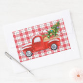 トレンディーレッドプリドヴィンテージクリスマストラックホリデイ 長方形シール (封筒)