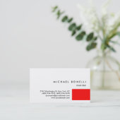 トレンディーレッドホワイトプロフェッショナル名刺 名刺 (スタンド正面)