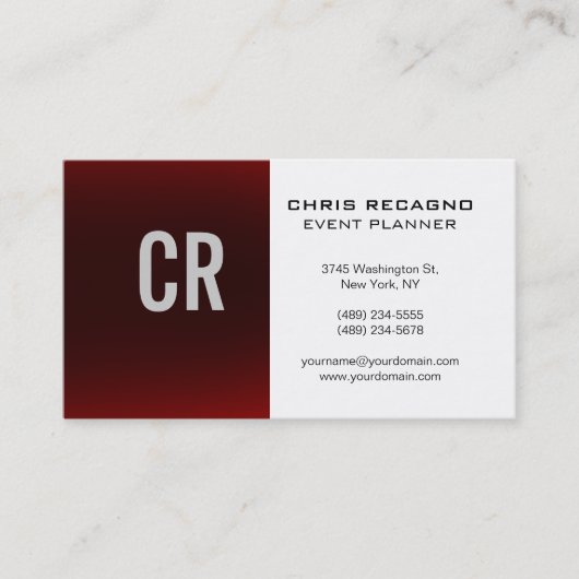 トレンディーレッドホワイトモノグラム名刺 名刺 (正面)