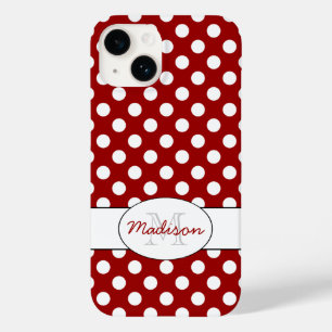 トレンディーレッドホワイト水玉模様モノグラム Case-Mate iPhone 14ケース