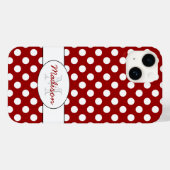 トレンディーレッドホワイト水玉模様モノグラム Case-Mate iPhoneケース (裏面 (横))