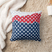 トレンディーレッドホワイト&ブルースターズアメリカ国旗のパターン クッション (ブランケット)