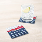 トレンディーレッドホワイト&ブルースターズアメリカ国旗のパターン スクエアペーパーコースター (インサイチュ)