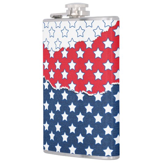 トレンディーレッドホワイト&ブルースターズアメリカ国旗のパターン フラスク (左)