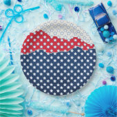 トレンディーレッドホワイト&ブルースターズアメリカ国旗のパターン ペーパープレート (パーティー)