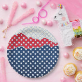 トレンディーレッドホワイト&ブルースターズアメリカ国旗のパターン ペーパープレート (パーティー)