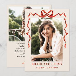 トレンディーレッドボウリボン2 PHOTO卒業パーティー 招待状