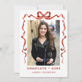 トレンディーレッドボウリボン4 PHOTO卒業パーティー 招待状 (正面)