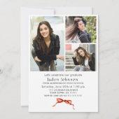 トレンディーレッドボウリボン4 PHOTO卒業パーティー 招待状 (裏面)