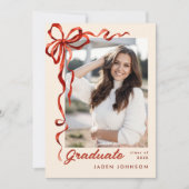 トレンディーレッドボウリボン4 PHOTO卒業パーティー 招待状 (正面)