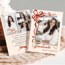 トレンディーレッドボウリボン4 PHOTO卒業パーティー 招待状