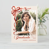 トレンディーレッドボウリボン5 PHOTO卒業パーティー 招待状 (スタンド正面)