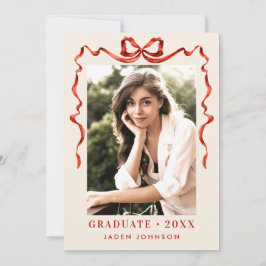 トレンディーレッドボウリボン5 PHOTO卒業パーティー 招待状