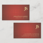 トレンディーレッドモノグラムの金ゴールドダマスクプレーンラグジュアリー 名刺 (正面/裏面)