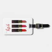 トレンディーレッドリップスティックトリオガーリーラゲッジタグ ラゲッジタグ (正面横)