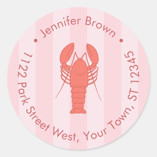 トレンディーレッド及びピンクロブスターブライダルシャワー ラウンドシール (正面)