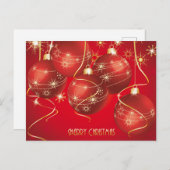 トレンディーレッド、ゴールデンクリスマスオーナメントスノーフレーク シーズンポストカード (正面/裏面)
