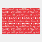 トレンディーレッド&ピンク書道は私のバレンタイン ラッピングペーパーシート (正面3)