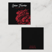 トレンディーレッド&ブラックドラゴンタトゥーアーティスト スクエア名刺 (正面/裏面)