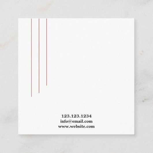 トレンディーレッド&ブラックベアバラタトゥーアーティスト スクエア名刺 (裏面)