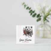 トレンディーレッド&ブラックベアバラタトゥーアーティスト スクエア名刺 (スタンド正面)