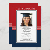 トレンディーレッド&ブルーフォトグラジャル招待状 招待状 (正面/裏面)