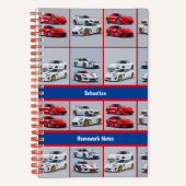 トレンディーレッド&ホワイトスポーツカーマニア ノートブック (正面)