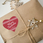 トレンディーレッド&ホワイトディアータイポグラフィメリークリスマス ハートシール